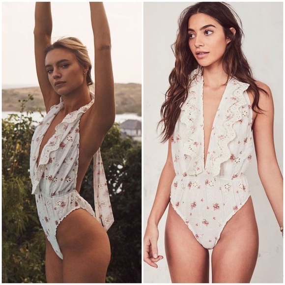 LoveShackFancy Peony Bodysuit in Salmon Pink, new with tags, size small - Picture 15 of 16